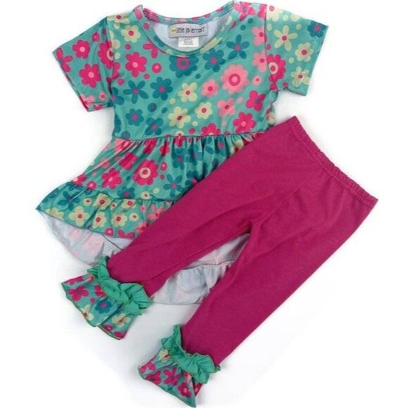 Toddler Girls Floral Tunic Top & Leggings Set 7/8 - Picture 1 of 1